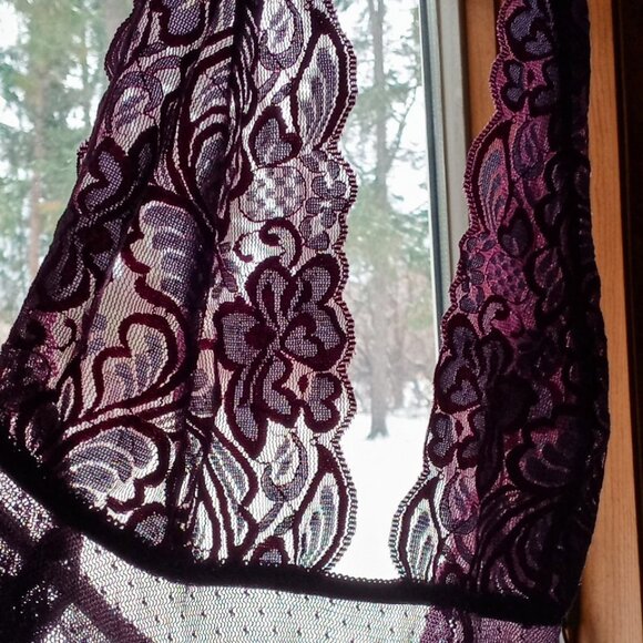 Frederick’s of Hollywood Lace Halter Chemise Purple Negligee Sexy Sheer Babydoll - Picture 13 of 15